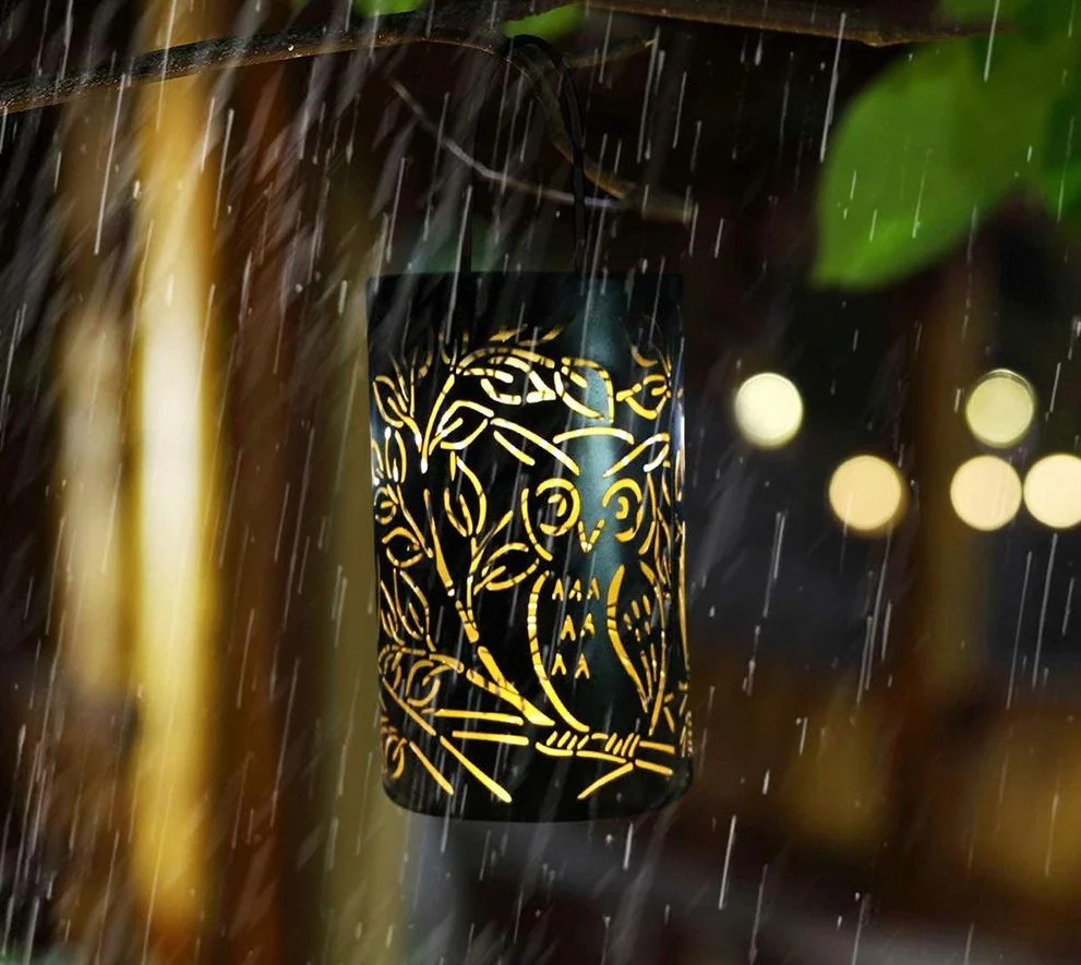 Omar Owl Shadow Cast Lantern in Iron and Plastic