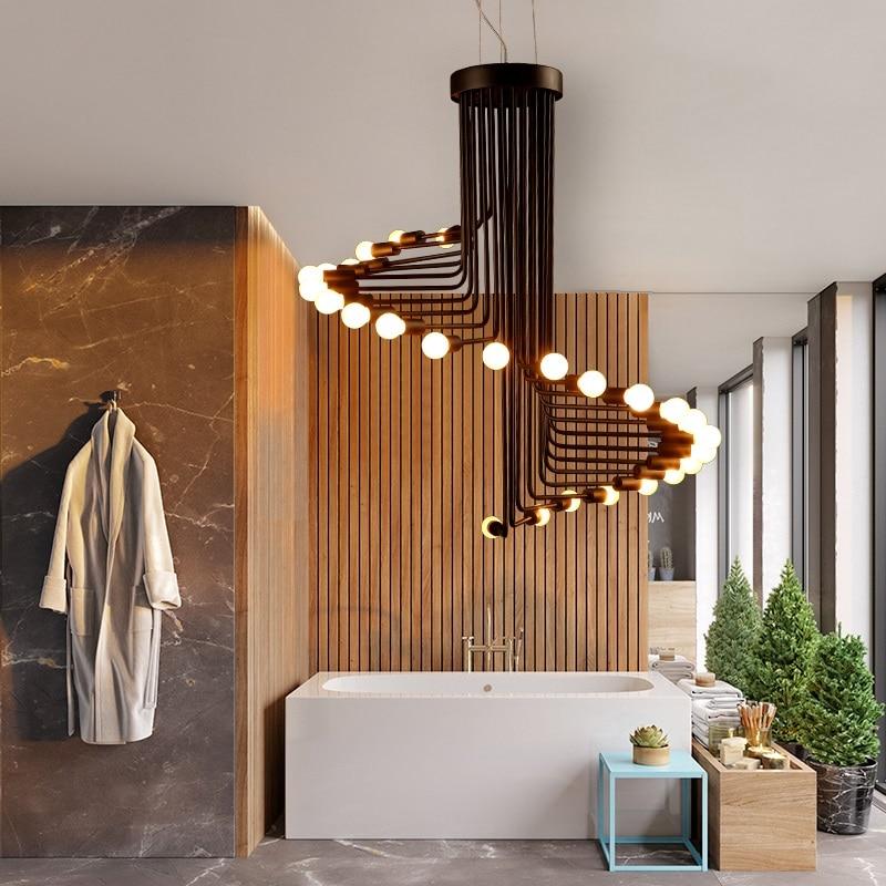 Ava Modern Nordic Spiral Chandelier in Polished Iron