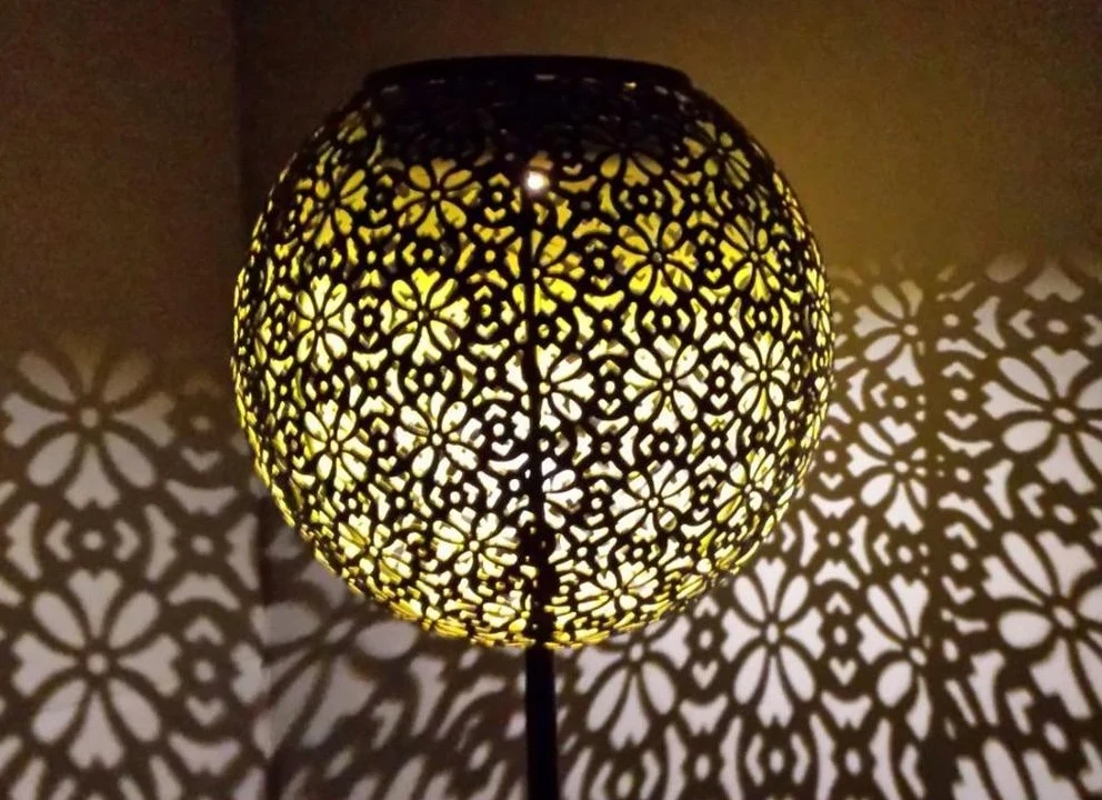 Jamila Solar Garden Shadow Cast Lantern with Iron Frame