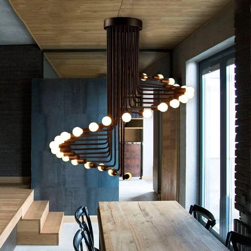 Ava Modern Nordic Spiral Chandelier in Polished Iron