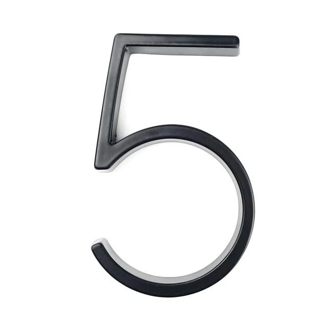 Modern Design House Numbers in Anti-Rust Zinc Alloy, 5 Inch High