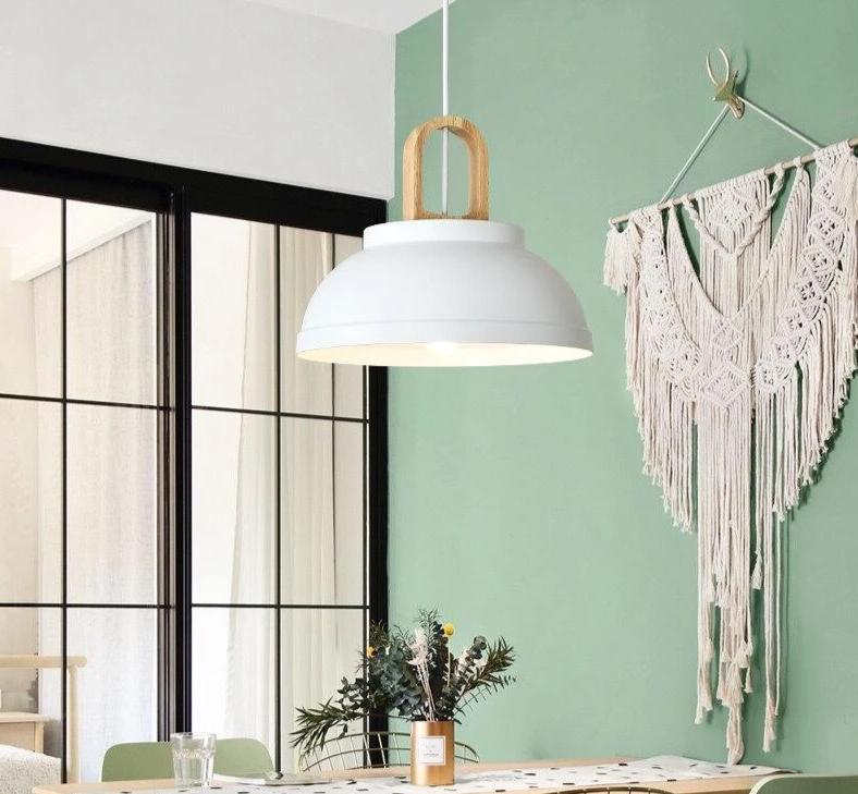 Buford Modern Nordic LED Hanging Pendant Lamp in Iron and Wood