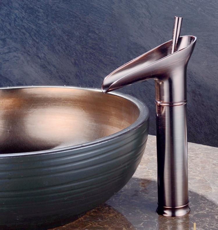 Luxury Oriental Waterfall Faucet in Premium Brass, Single Lever