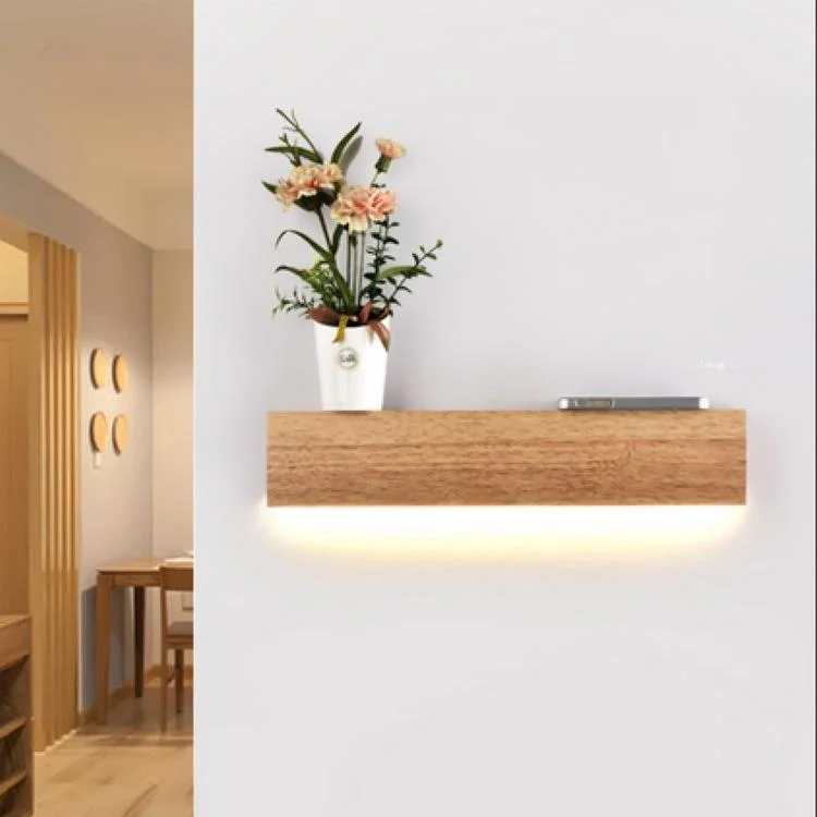 Eliana 實心橡木壁架連 LED 燈