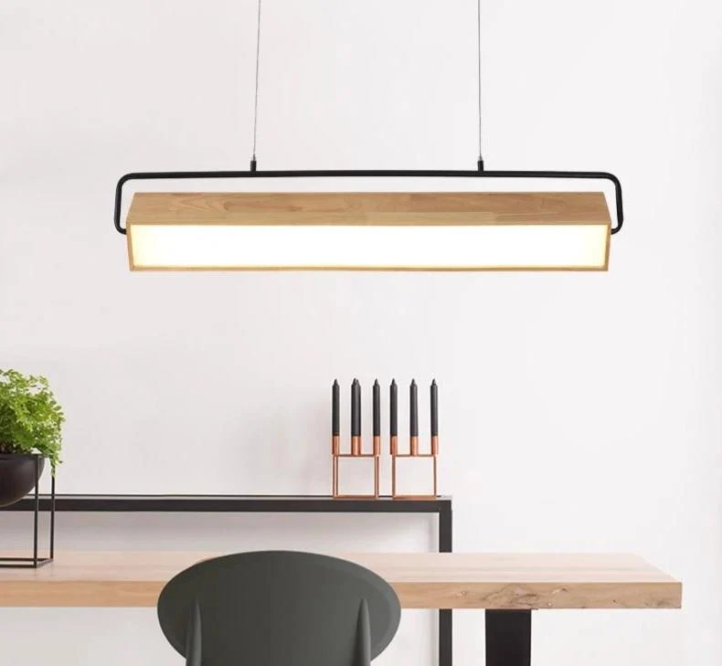 Adelbert Adjustable LED Hanging Lamp in Iron and Eco-Friendly Wood