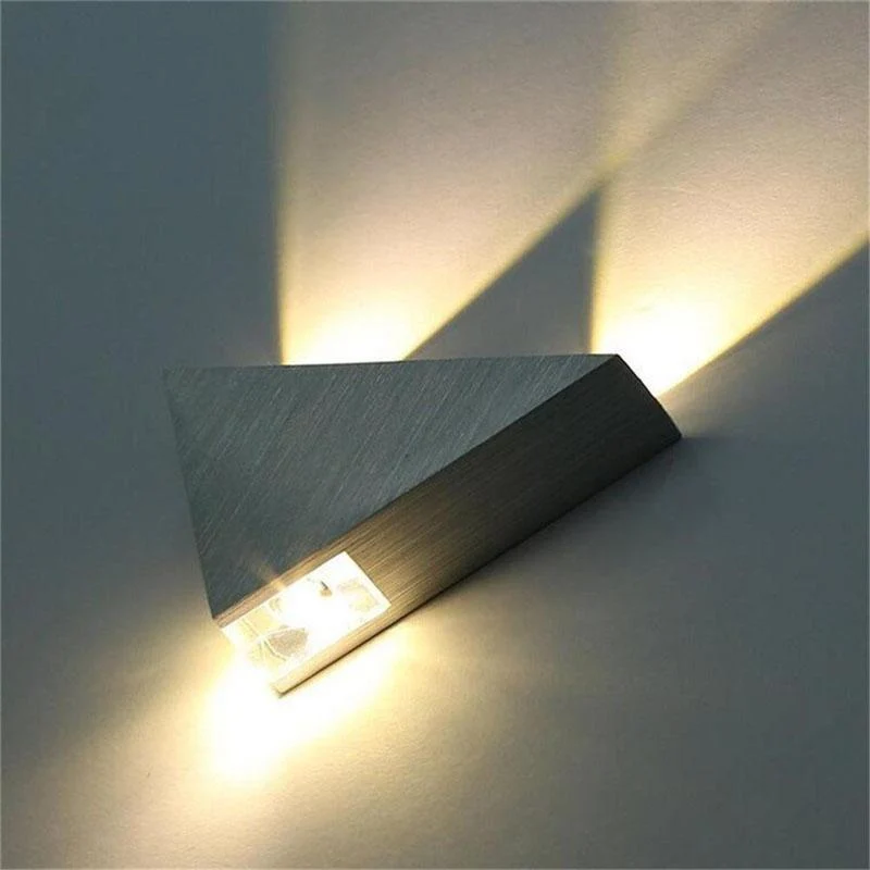 Modern LED Triangle Wall Lamp Made from Aluminum Iron and Crystal