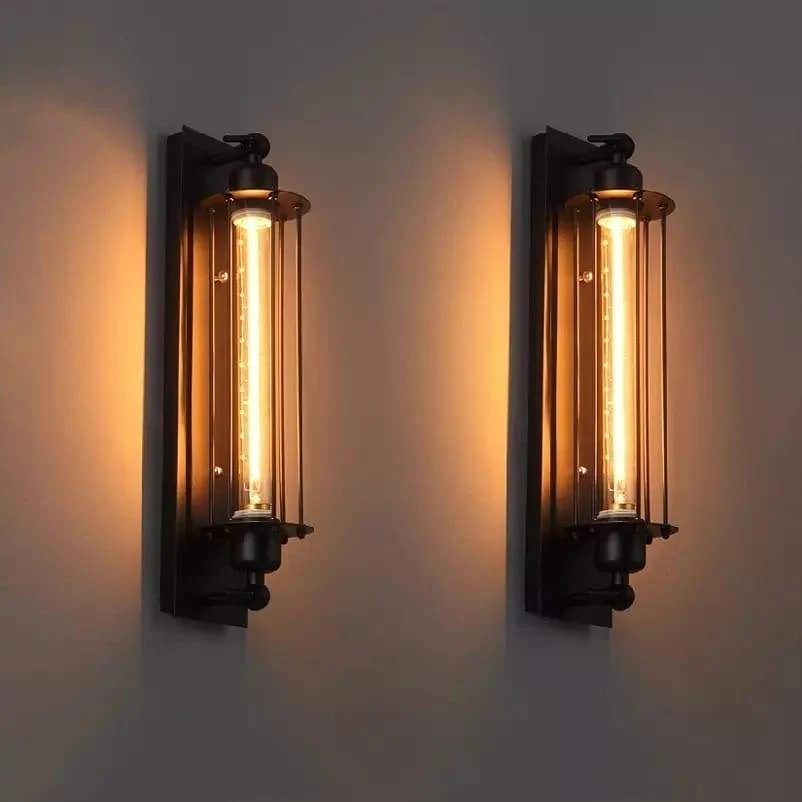 Industriell vintage-bar-vägglampa i förstklassigt järn för inomhusväggar