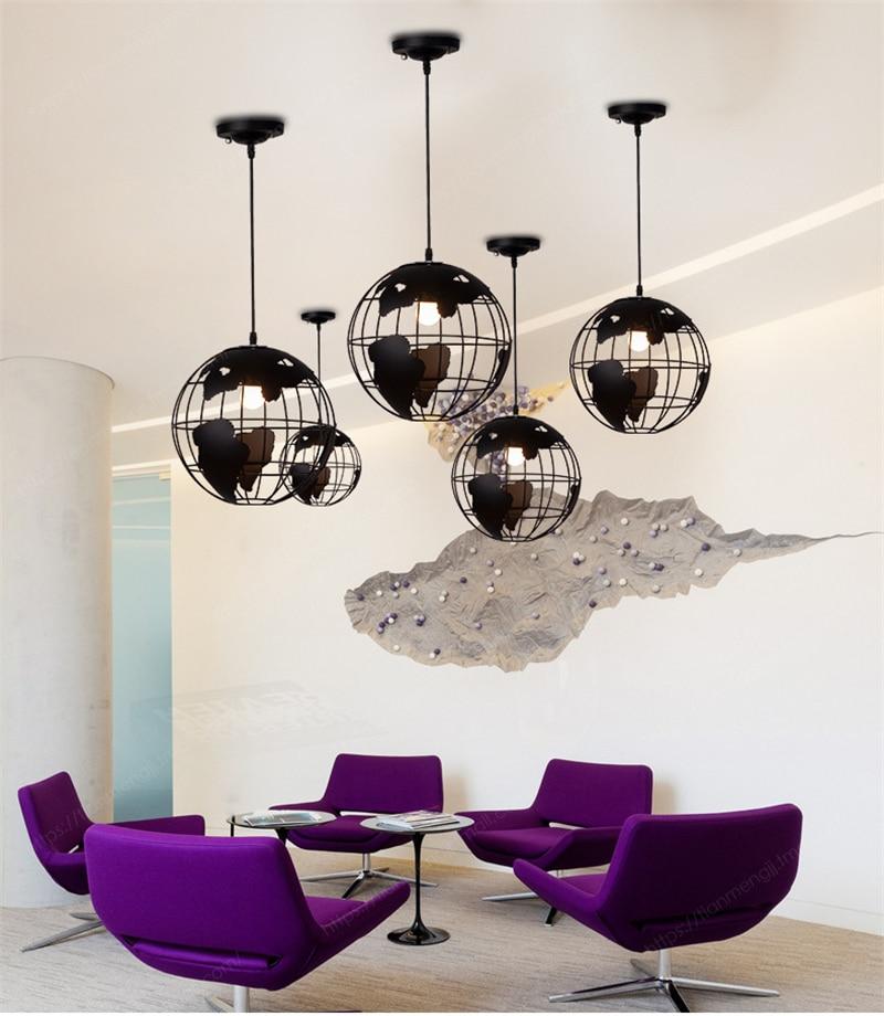 Modern Nordic World Globe Hanging Light in Two Diameter Sizes