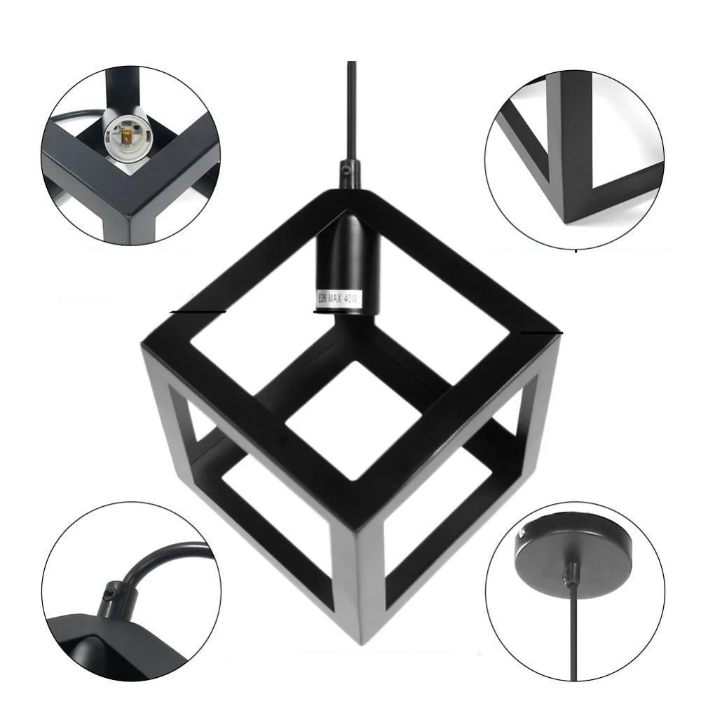 Lâmpada Pendente Cubo Geométrico Nórdico Moderno Caerus em Metal