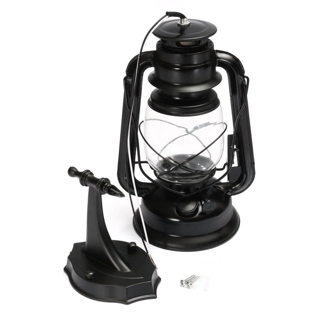 Vintage Lantern Style Wall Mount Lamp with LED Bulbs and Mounting Accessories