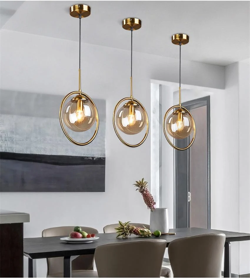 Silvana Modern Ring Pendant Light in Glass and Iron