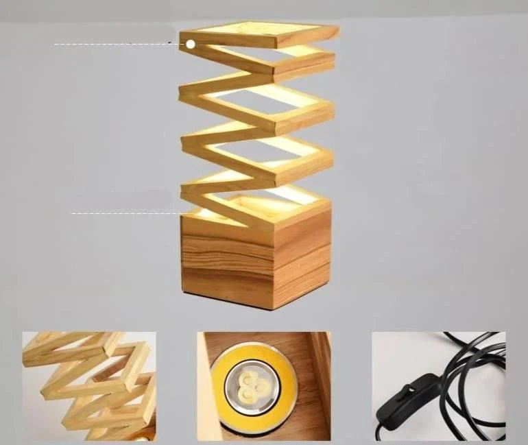 Ludwig akkordlampe i træ og metal til hjemmekontoret