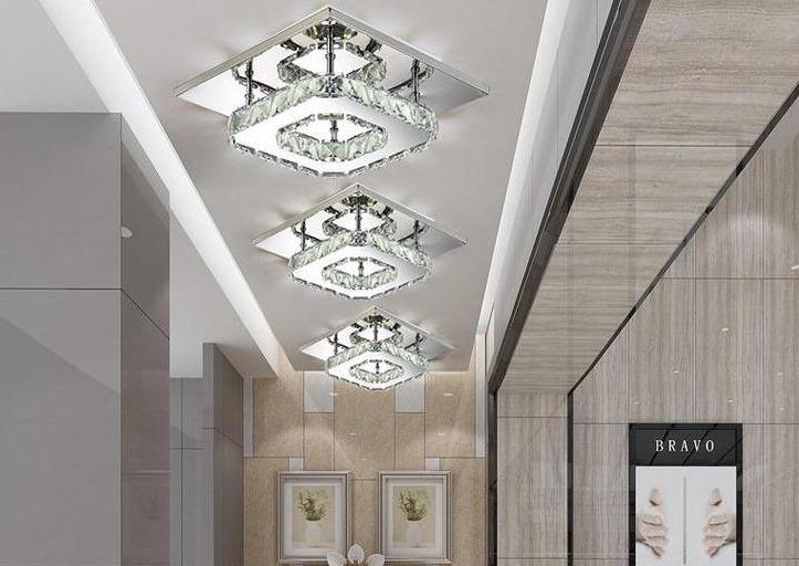Lustre Cesar em Cristal, Aço Inox e Acrílico