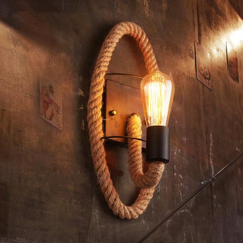 Clove Round Rope Wrap Wall Lamp with Hand Woven Hemp Rope