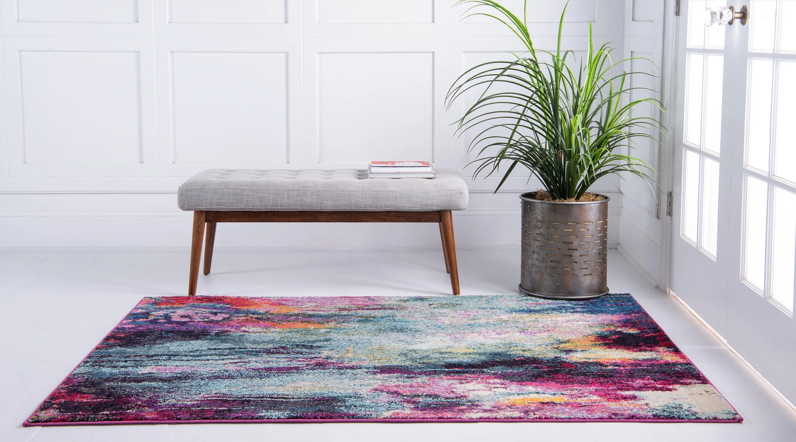 Corban Watercolor Purple Blend Area Rug by Unique Loom