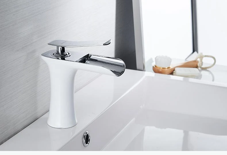 Waterfall Single Handle Basin Faucet in Brass with Chrome Finish