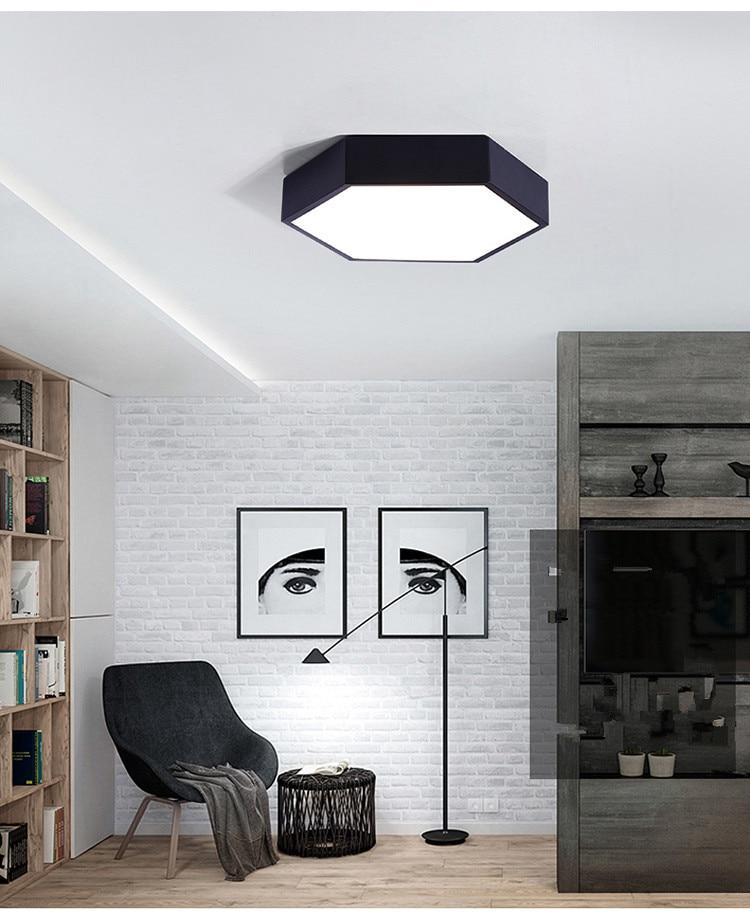 Hex Ceiling Light Flush Mount LED in Iron and Acrylic, 11.8 Inches