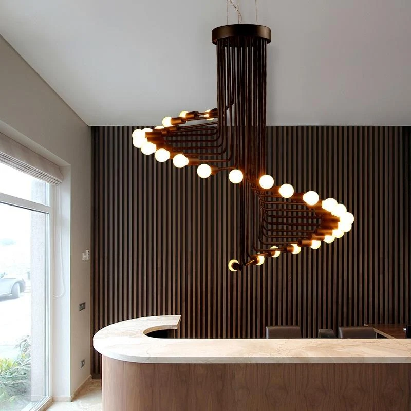 Ava Modern Nordic Spiral Chandelier in Polished Iron