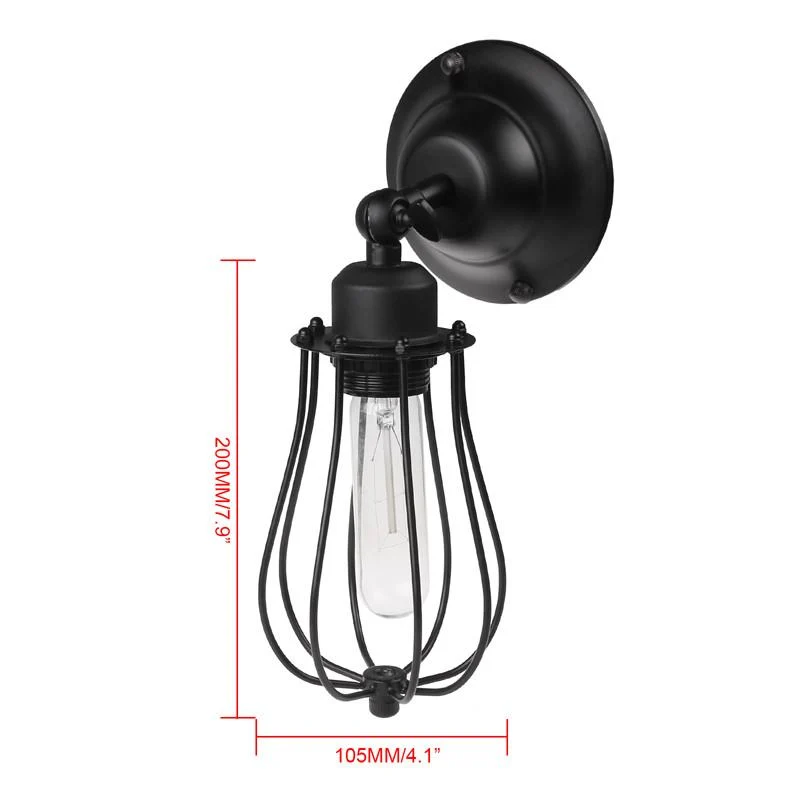 Industrial Droplet Cage Wall Lamp in Iron and Alloy