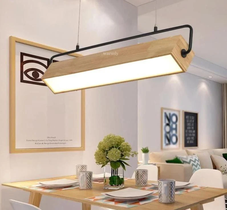 Adelbert Adjustable LED Hanging Lamp in Iron and Eco-Friendly Wood