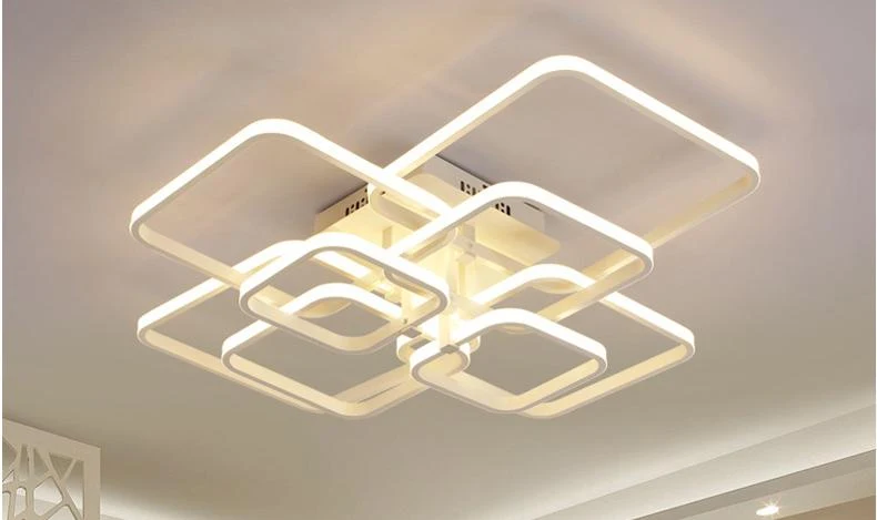 Layered Square Modern LED Chandelier for Living Rooms and Bedrooms