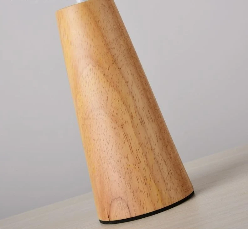 Candeeiro de Mesa Indiana com Base de Madeira, Abajur de Tecido e Lâmpada Incluída