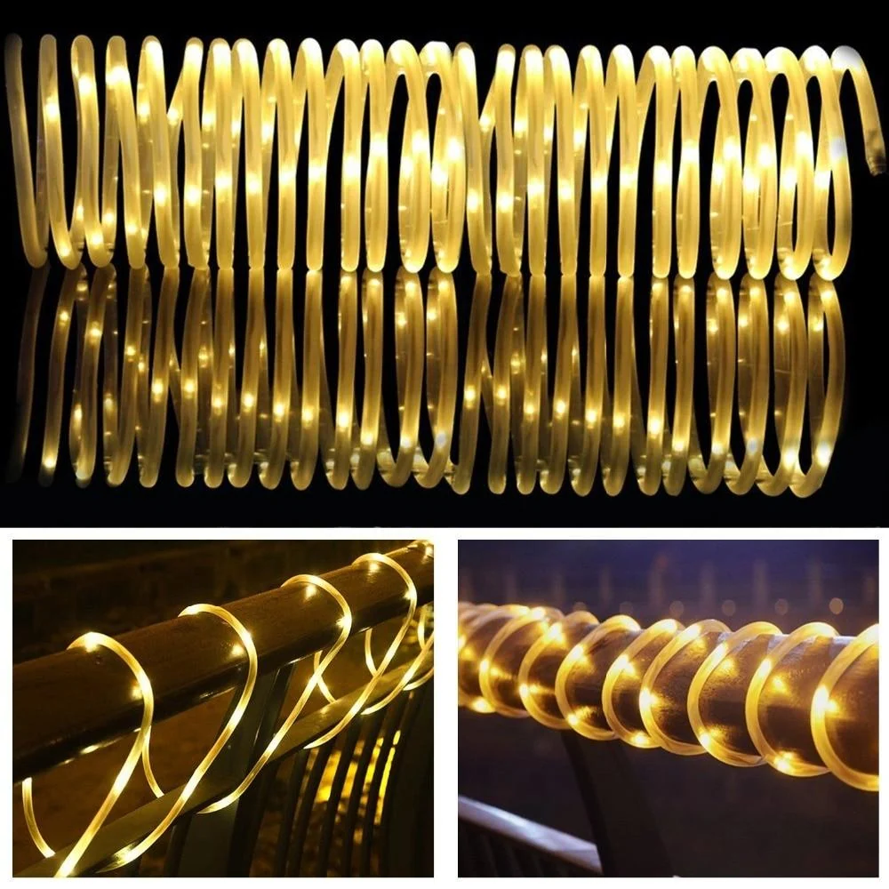 LED Solar Tube String Garden Lights for Fences, Pergolas and Patios