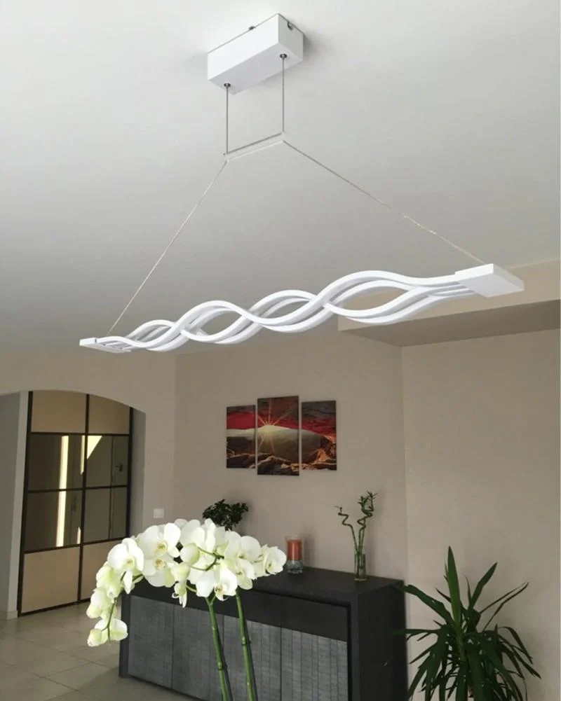 LED Wave Chandelier with Aluminum Frame and Flush Mount Installation
