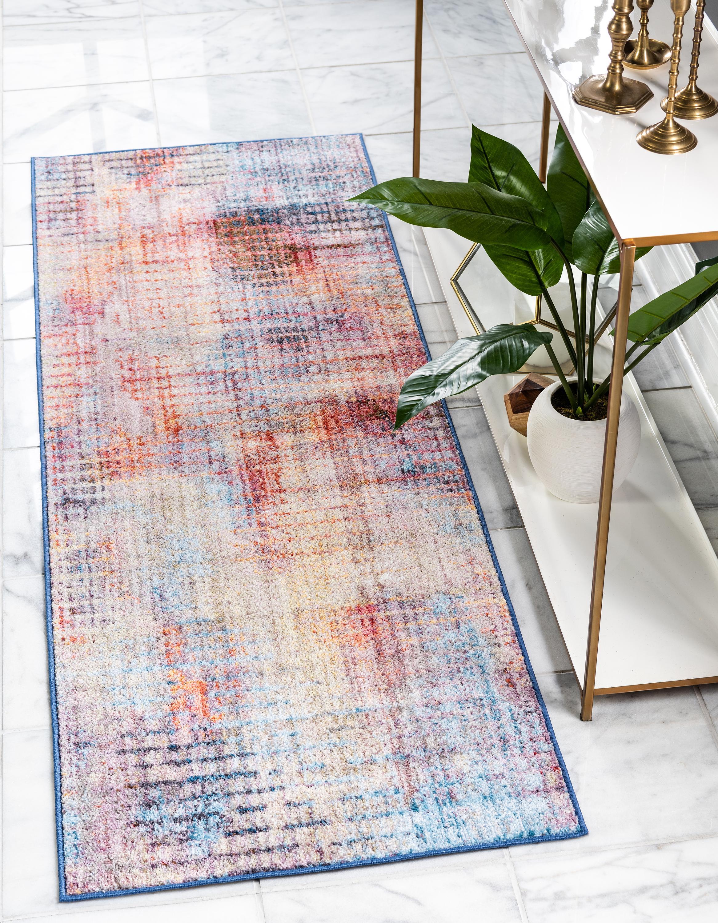 Tapete Macio Moderno com Padrão de Grelha Desbotada Gaige da Unique Loom
