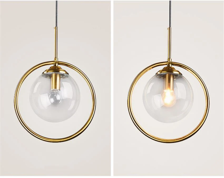 Silvana Modern Ring Pendant Light in Glass and Iron