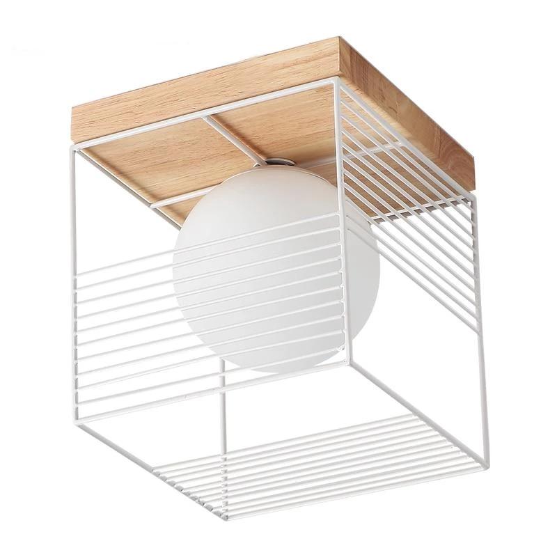 Escher Vintage Cage Ceiling Lights in Rubber Wood and Metal