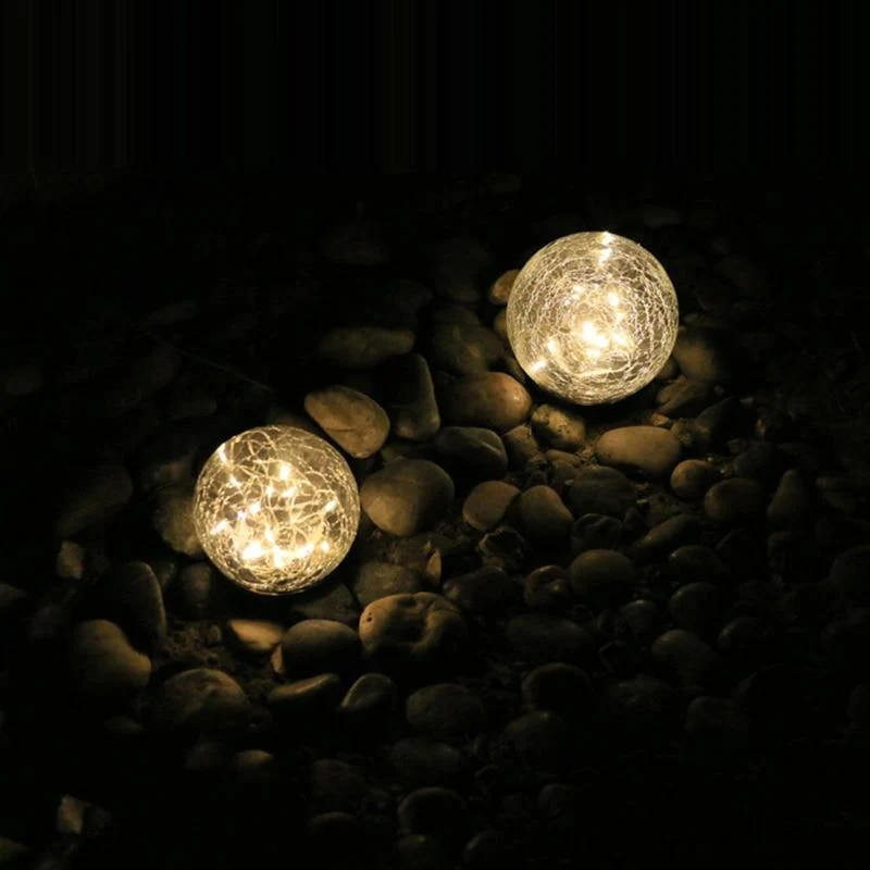 Lámpara solar de jardín con bola de vidrio agrietado para decoración exterior