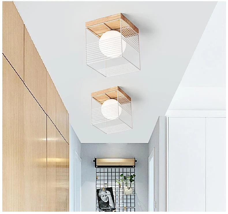 Escher Vintage Cage Ceiling Lights in Rubber Wood and Metal
