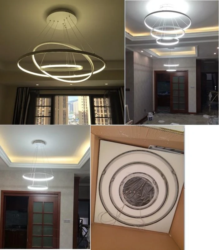 Indoor Modern Circular Ring Chandelier with Aluminum and Acrylic Frame