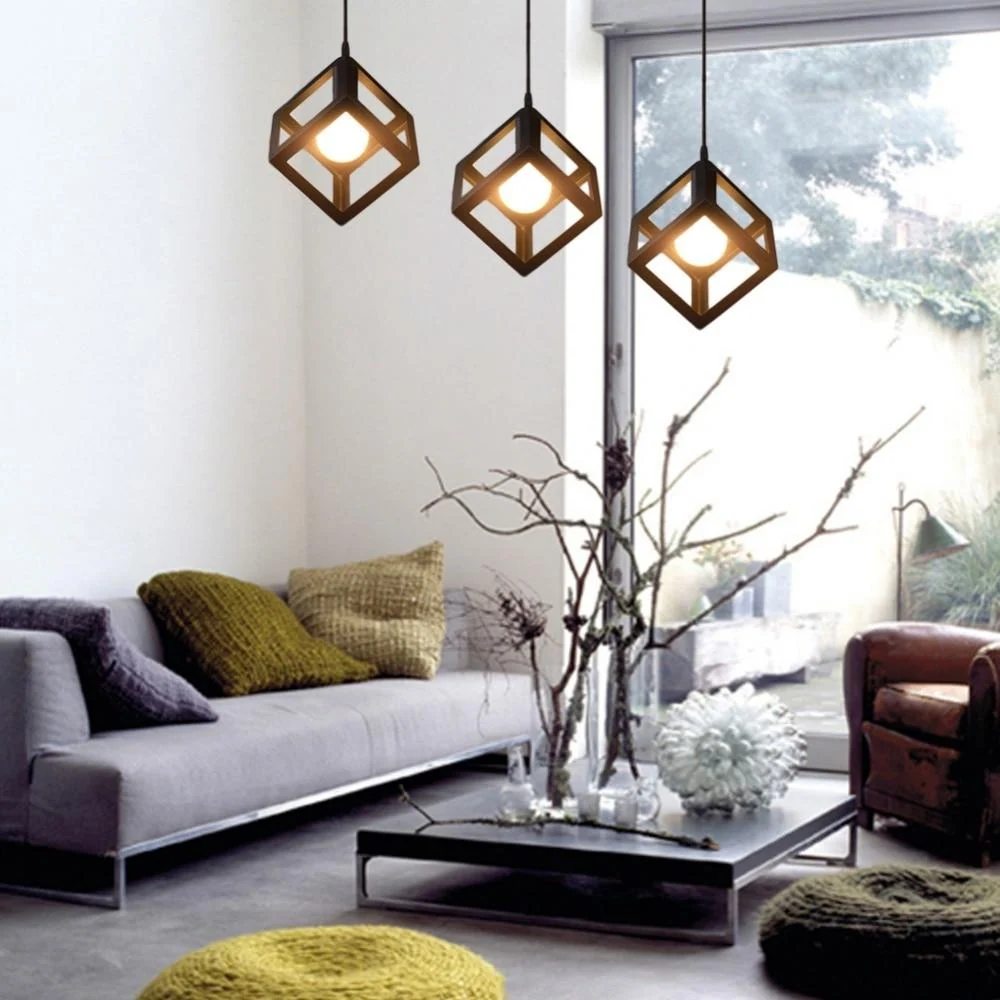 Caerus Modern Nordic Geometric Cube Hanging Lamp in Metal