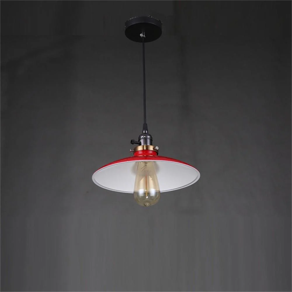 Zelus Vintage Retro Metal Shade Hanging Lamp With Bulb Included