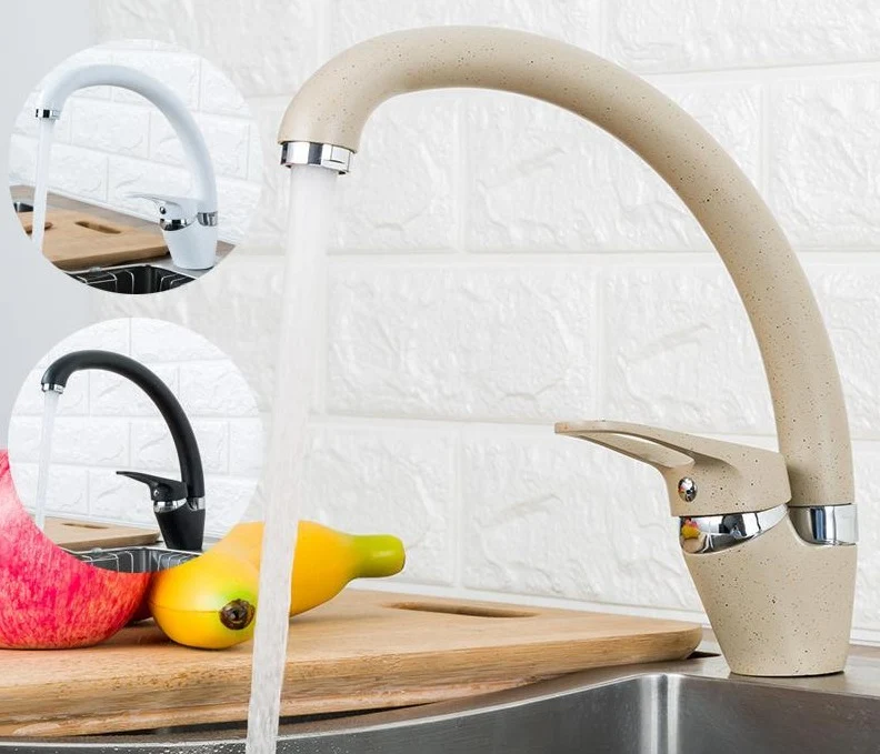 Patsy Modern Kitchen Faucet in Brass and Ceramic, Single Hole Deck Mounted