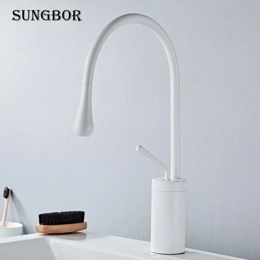 Raffeto Brass Crane Bathroom Faucet in 18 Inch and 15 Inch Heights