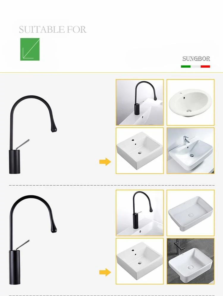 Raffeto Brass Crane Bathroom Faucet in 18 Inch and 15 Inch Heights