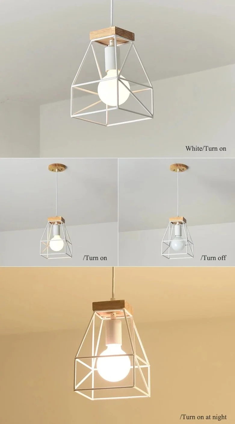 Wisząca lampa klatkowa Fender Vintage z drewna i żelaza