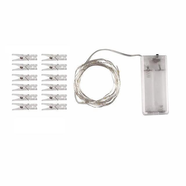 LED-lyssnor med fotoclips i varm hvid