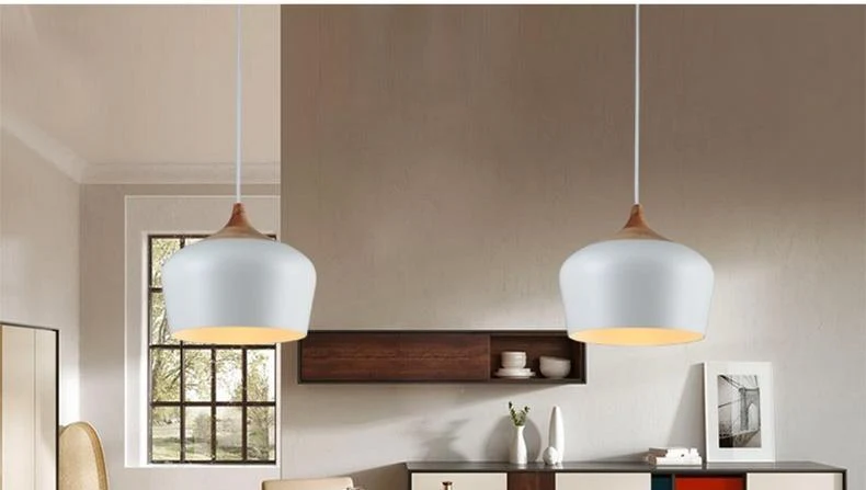 Modern Scandinavisch hanglamp LED in ijzer, hout en acryl