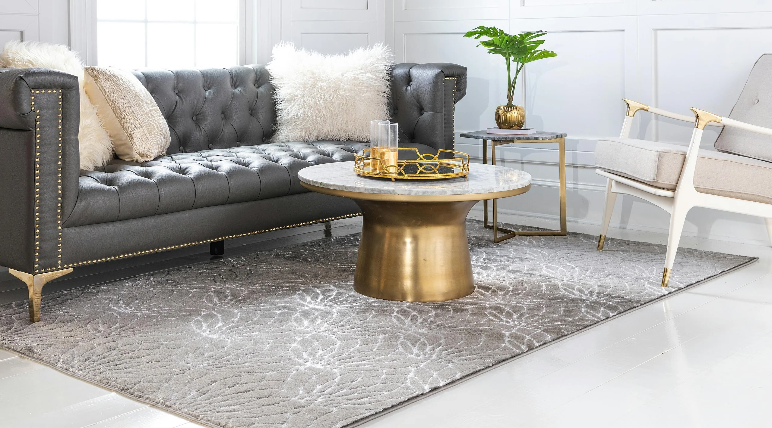 Ellison Lotus Flower Pattern Luxury Rug by Unique Loom
