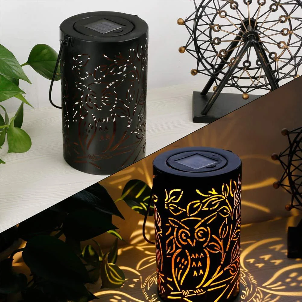 Omar Owl Shadow Cast Lantern in Iron and Plastic