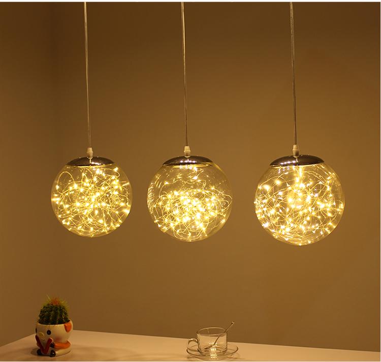 Levi LED Light String Pendant Lamp in Glass for Home and Bar