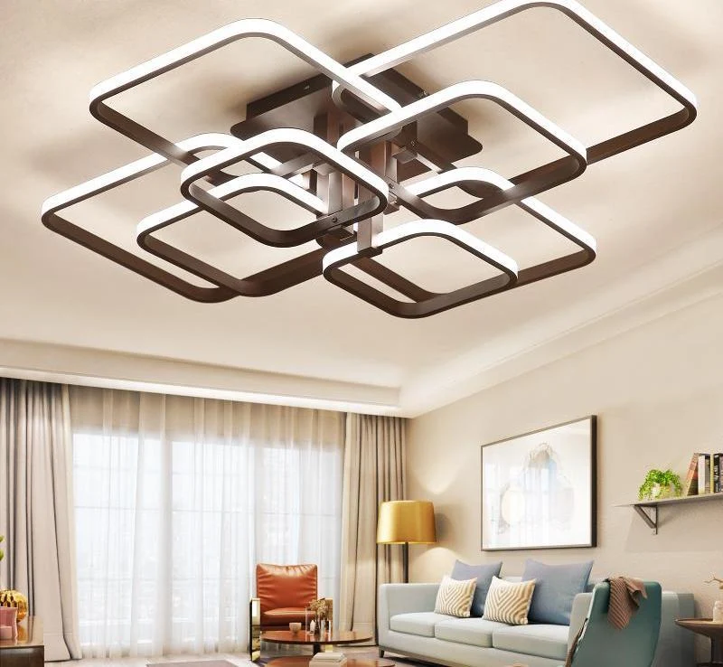 Layered Square Modern LED Chandelier for Living Rooms and Bedrooms