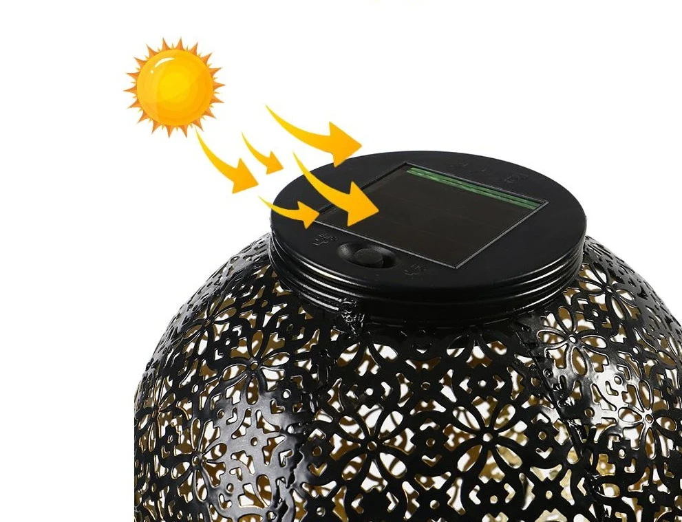 Jamila Solar Garden Shadow Cast Lantern with Iron Frame