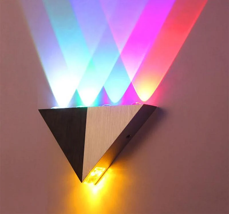 Modern LED Triangle Wall Lamp Made from Aluminum Iron and Crystal