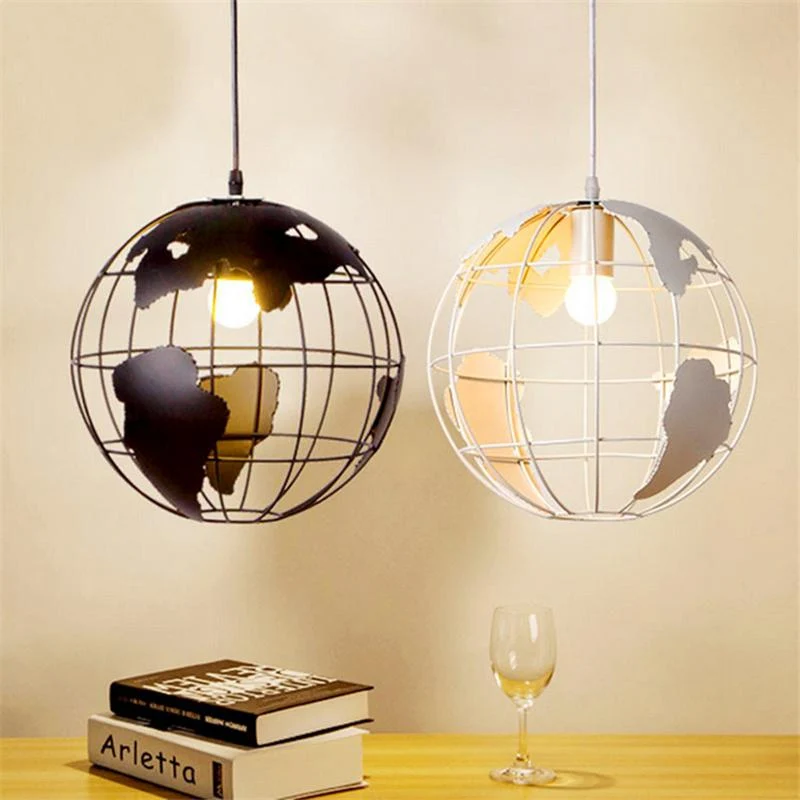 Modern Nordic World Globe Hanging Light in Two Diameter Sizes