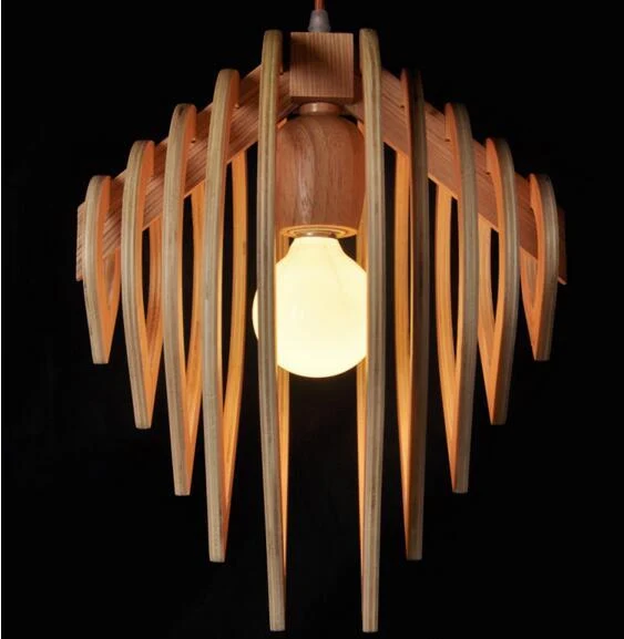 Indre Art Deco Modern Drop Pendant Light i lackad trä